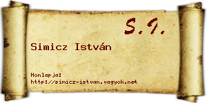 Simicz István névjegykártya